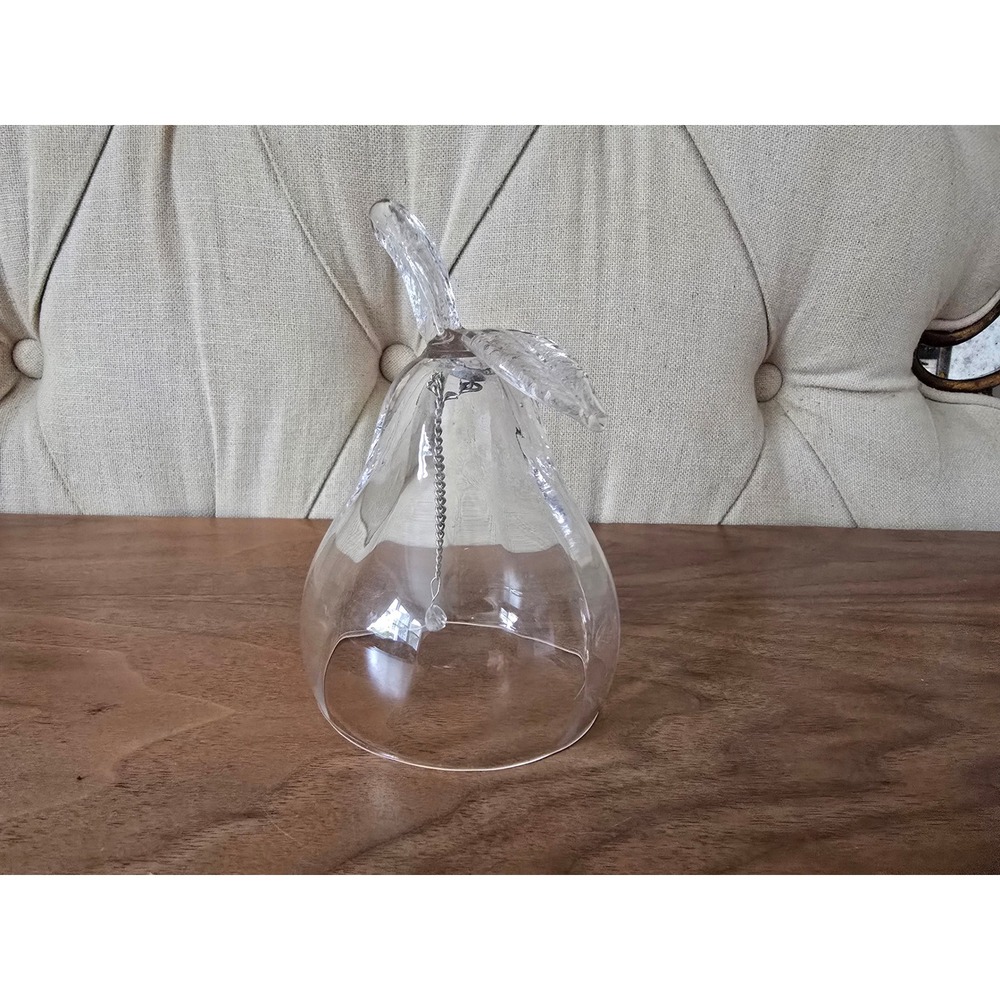 Vintage crystal glass pear bell with leaf